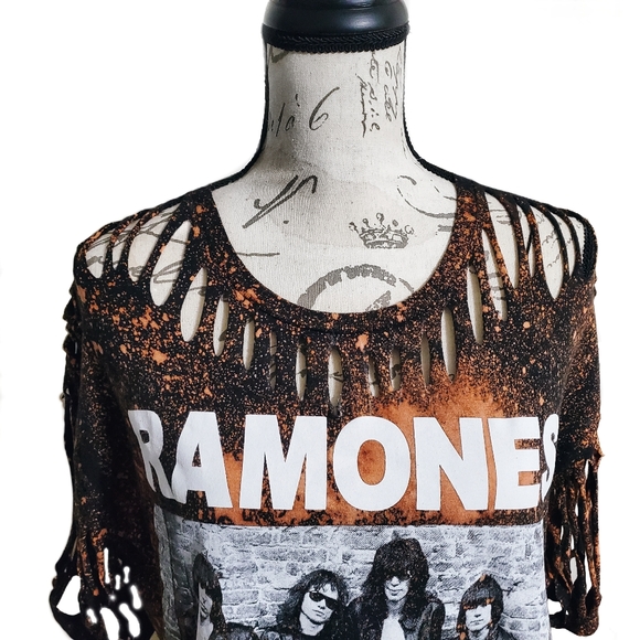 Tops - *SOLD* Ramones custom shredded distressed t-shirt